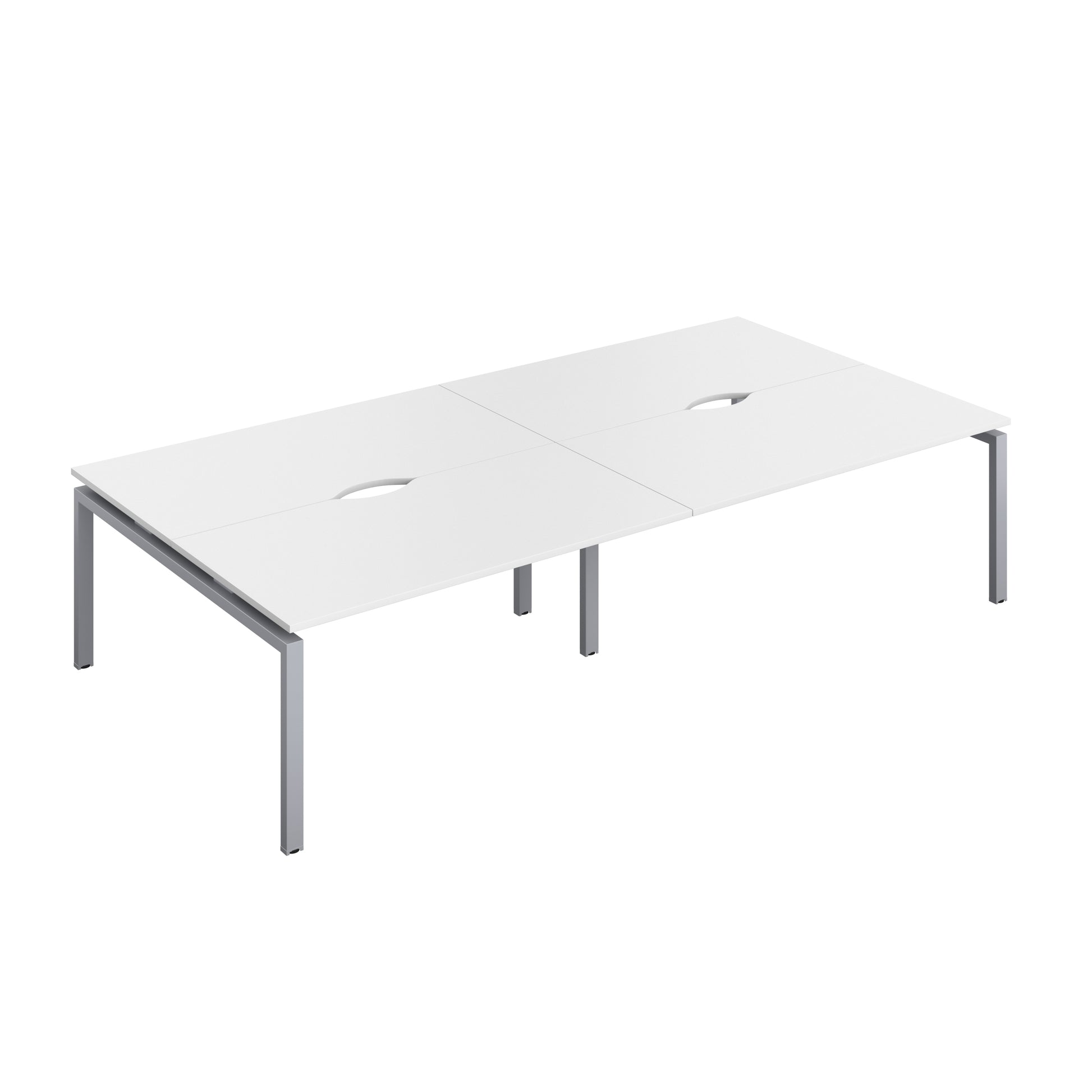 Telescopic Sliding Bench with Cut Out: 4 Person | 1600 X 800 | White/Silver