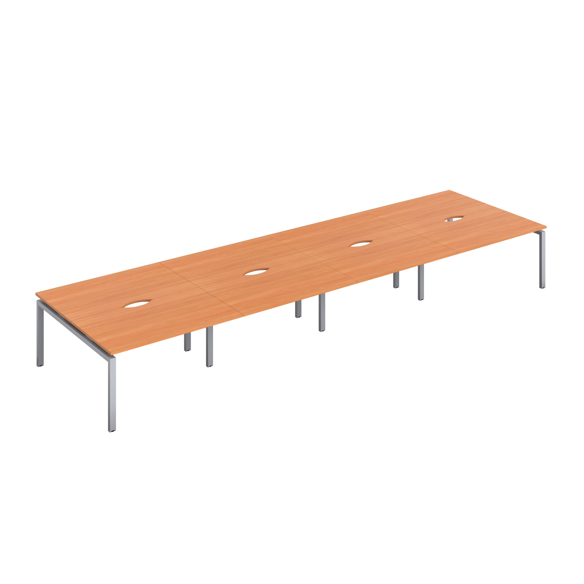 Telescopic Sliding Bench with Cut Out: 8 Person | 1400 X 600 | Beech/Silver