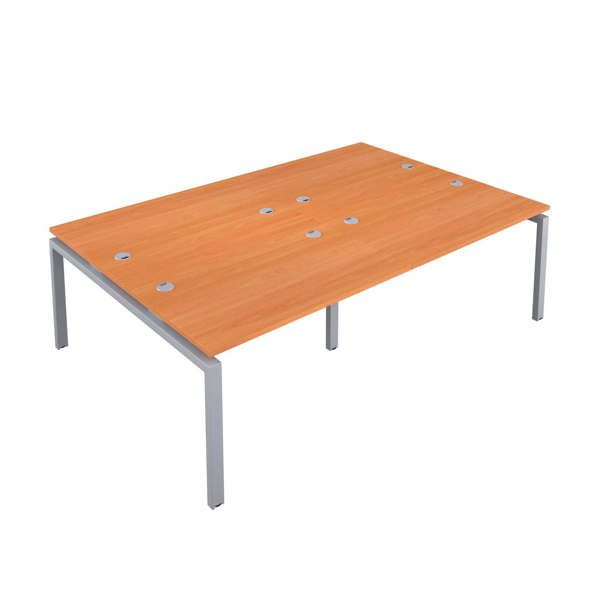 Telescopic Sliding Bench with Cable Ports: 4 Person | 1200 X 600 | Beech/Silver