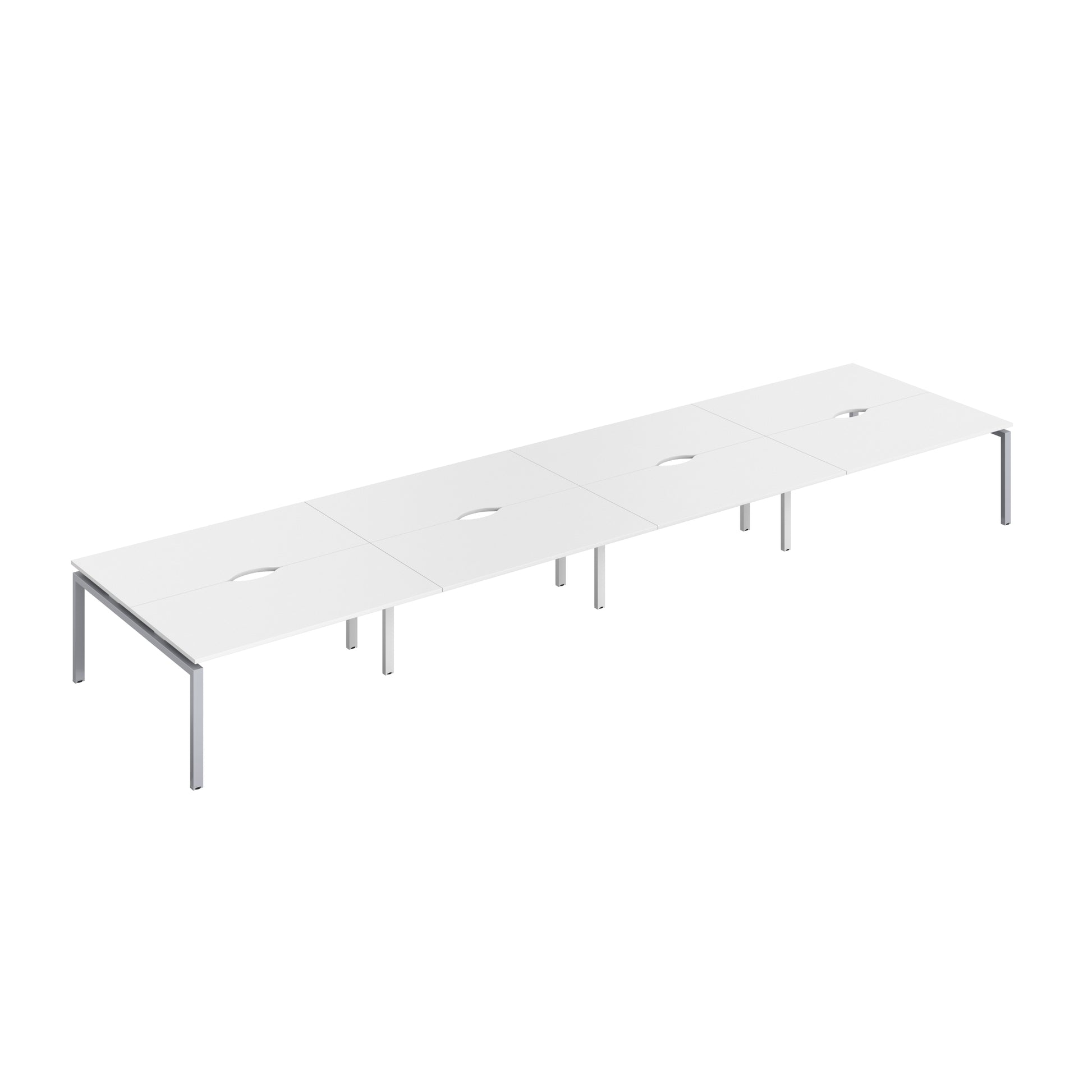 Telescopic Sliding Bench with Cut Out: 8 Person | 1600 X 600 | White/Silver