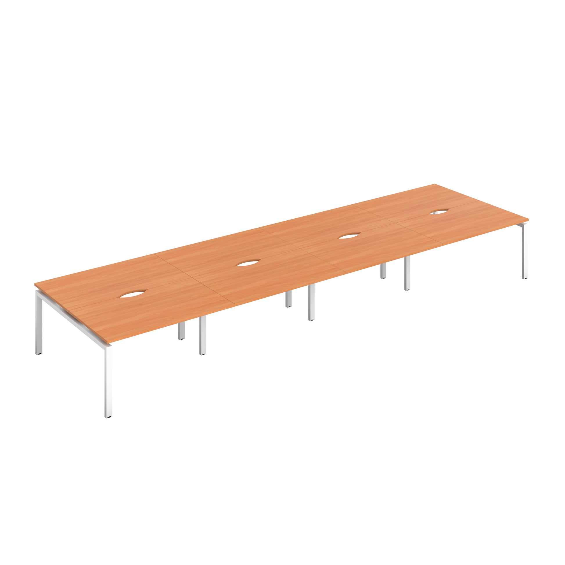 Telescopic Sliding Bench with Cut Out: 8 Person | 1400 X 800 | Beech/White