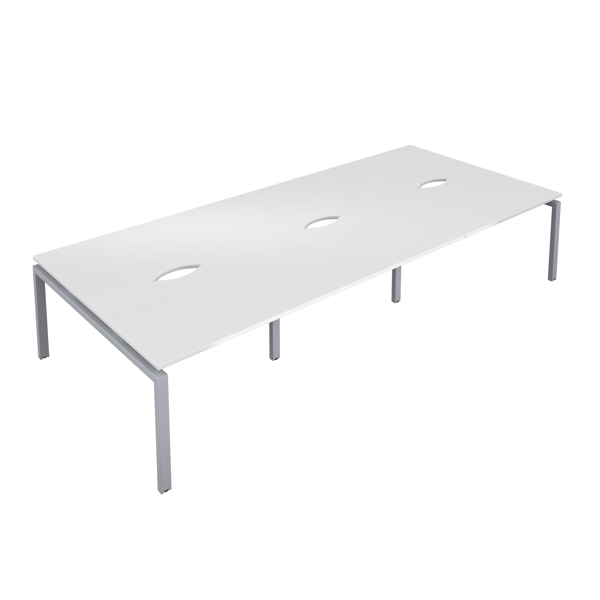 Telescopic Bench with Cut Out: 6 Person | 1200 X 800 | White/Silver
