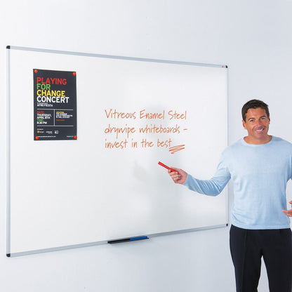WriteOn® Aluminium Framed Whiteboards - Vitreous Enamel Steel Magnetic