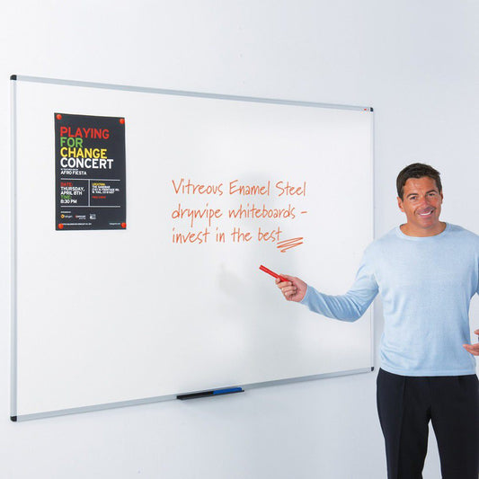 WriteOn® Aluminium Framed Whiteboards - Vitreous Enamel Steel Magnetic