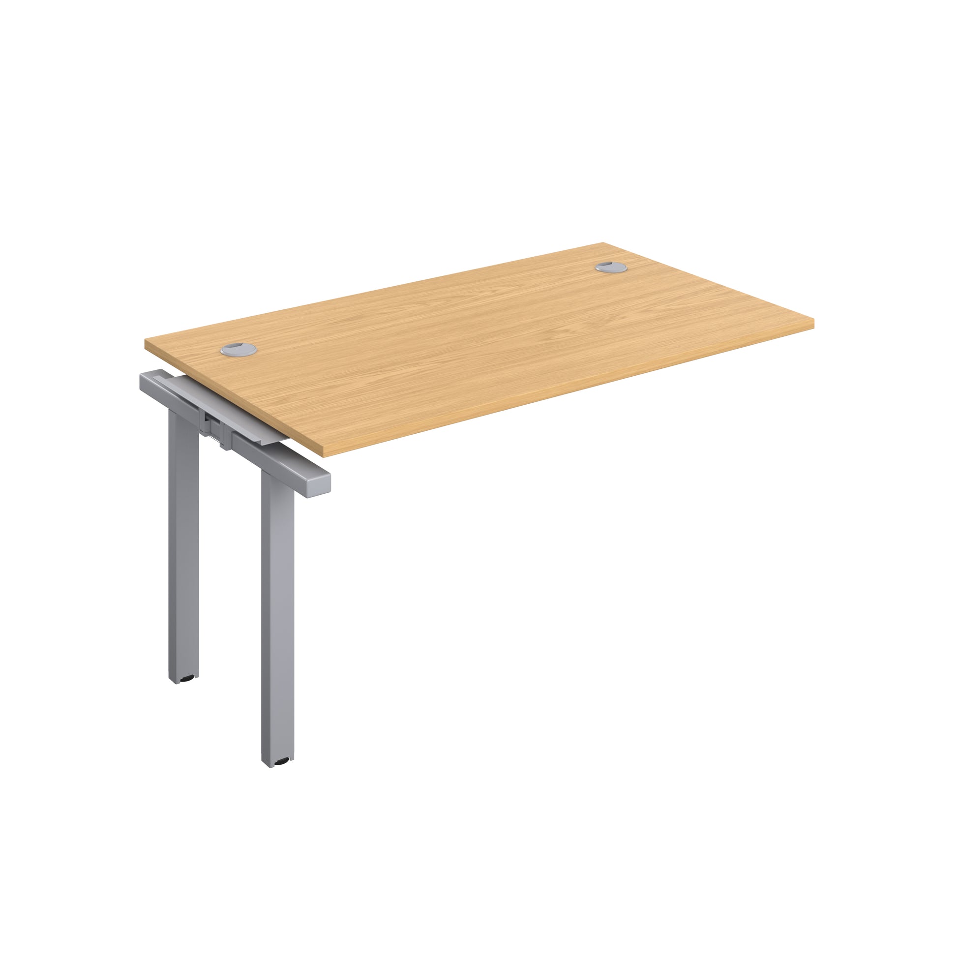 Telescopic Sliding Bench Extension with Cable Ports: 1 Person | 1400 X 600 | Nova Oak/Silver