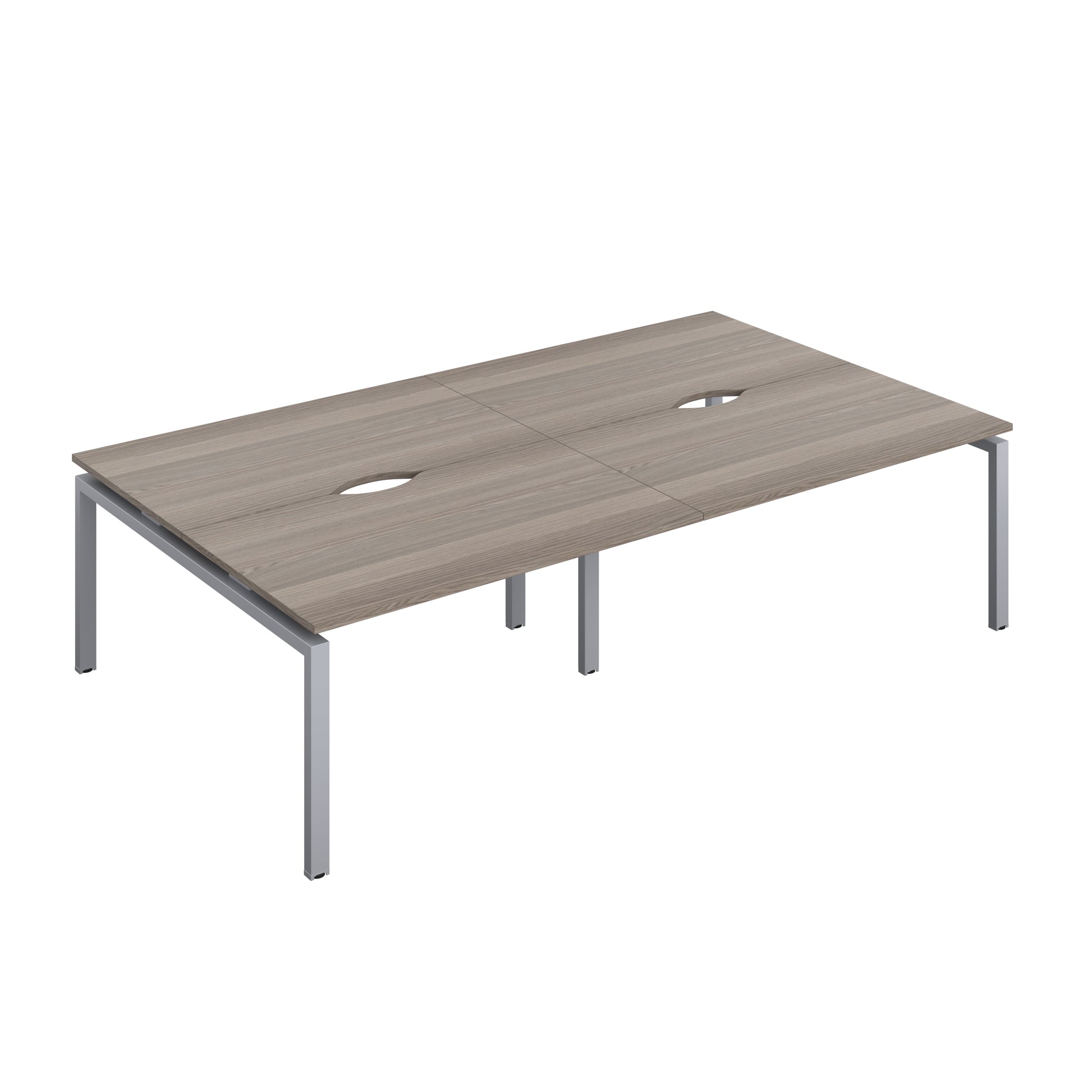 Telescopic Sliding Bench with Cut Out: 4 Person | 1400 X 600 | Grey Oak/Silver