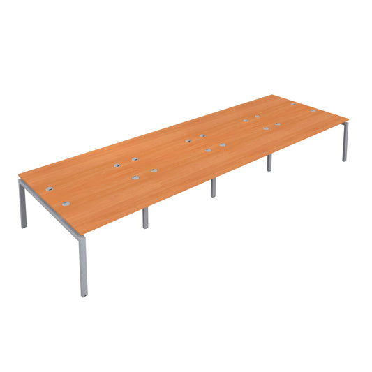 Telescopic Sliding Bench with Cable Ports: 8 Person | 1200 X 600 | Beech/Silver
