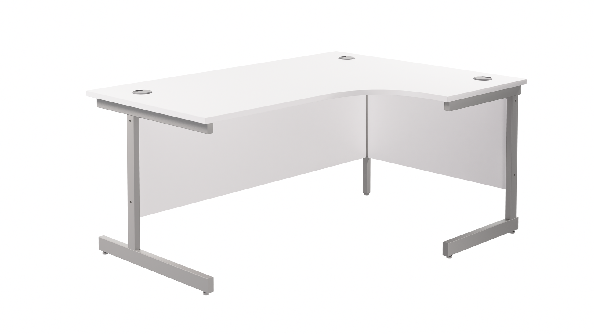 Single Upright Right Hand Radial Desk | 1800X1200 | White/Silver