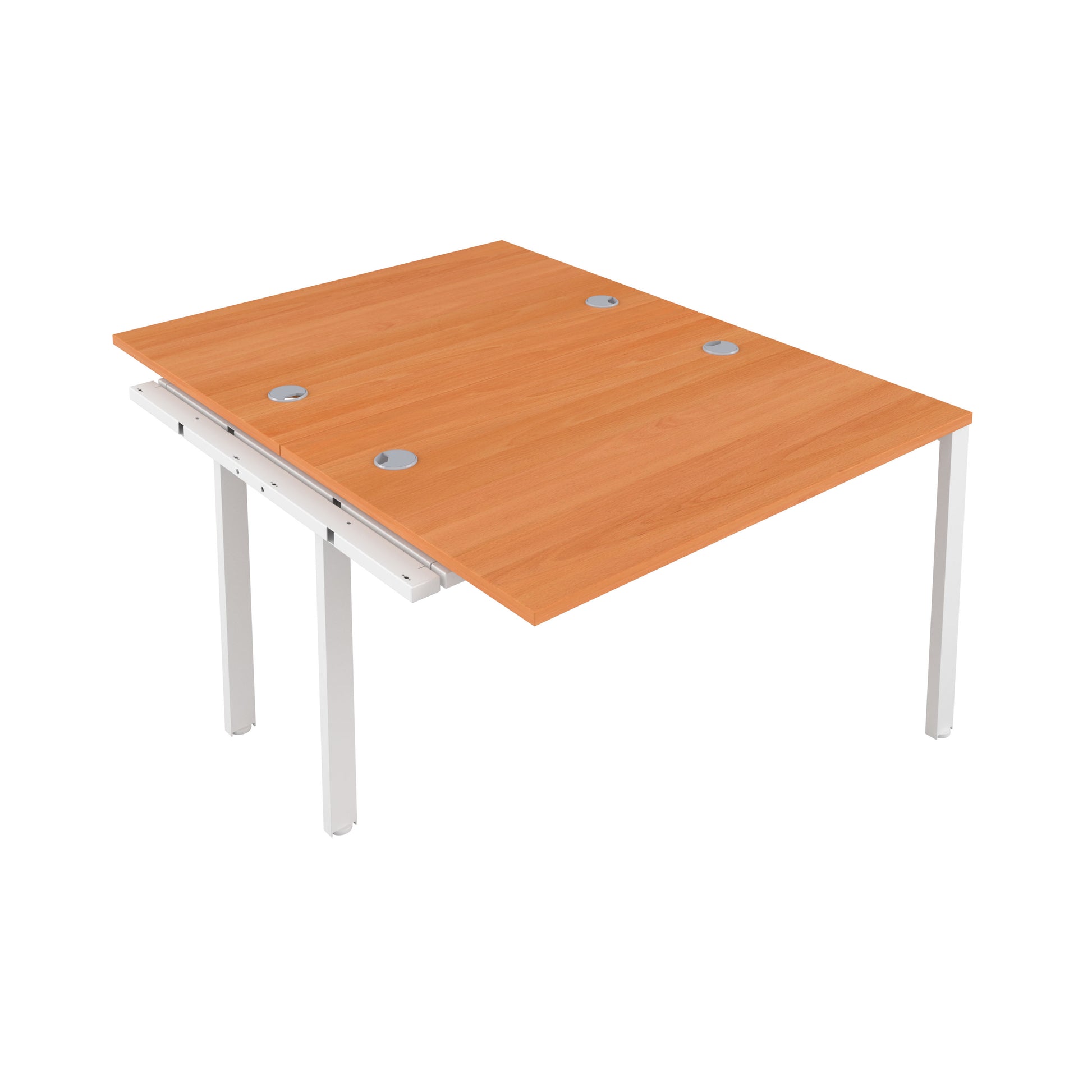 CB Bench Extension with Cable Ports: 2 Person | 1200 X 800 | Beech/White