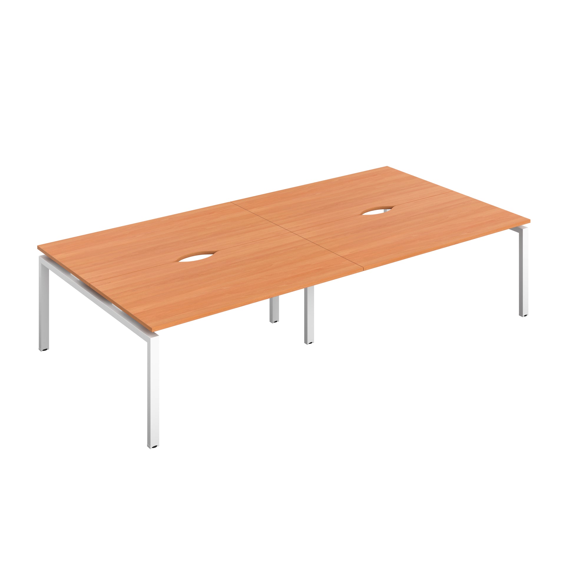 Telescopic Sliding Bench with Cut Out: 4 Person | 1600 X 600 | Beech/White