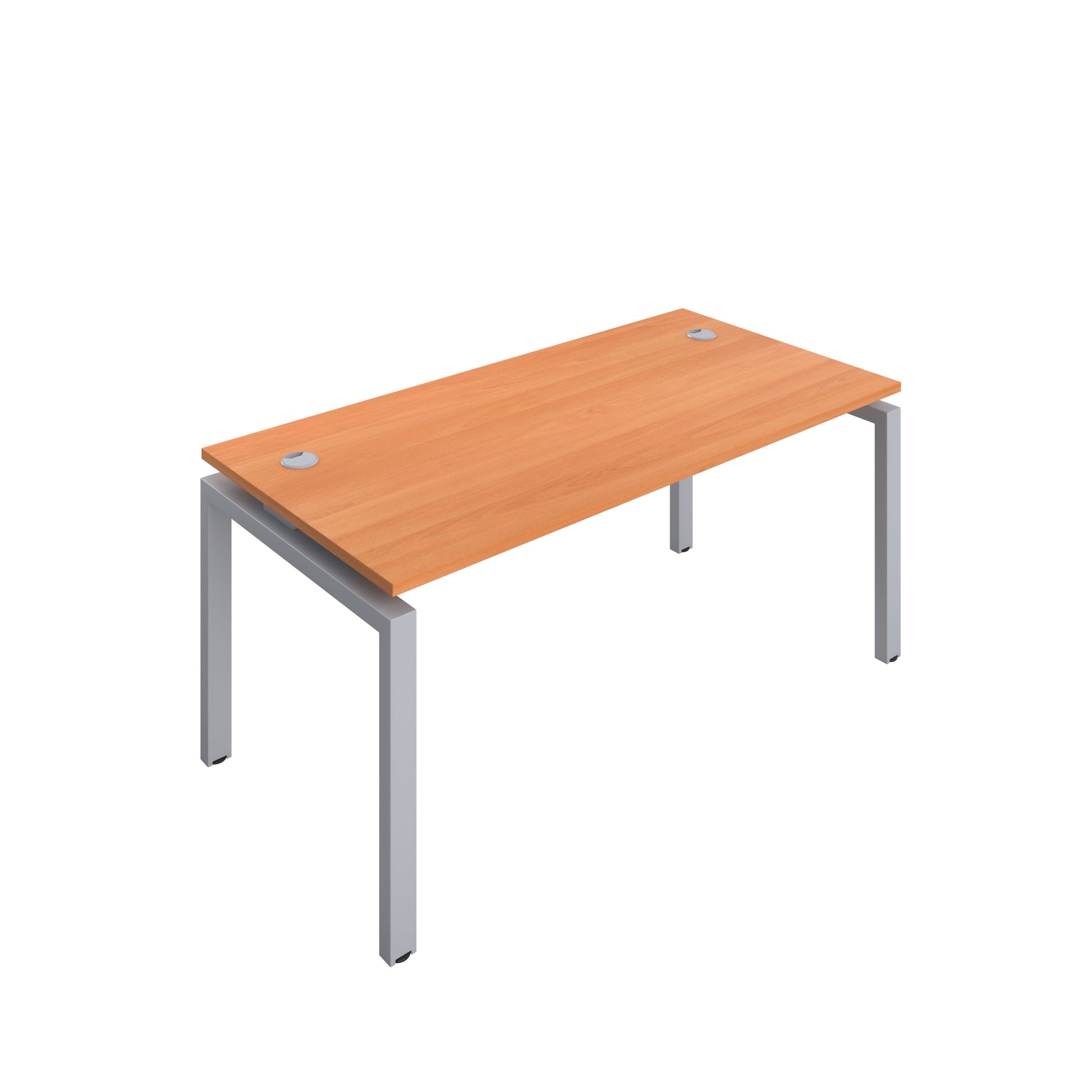 Telescopic Bench with Cable Ports: 1 Person | 1600 X 800 | Beech/Silver