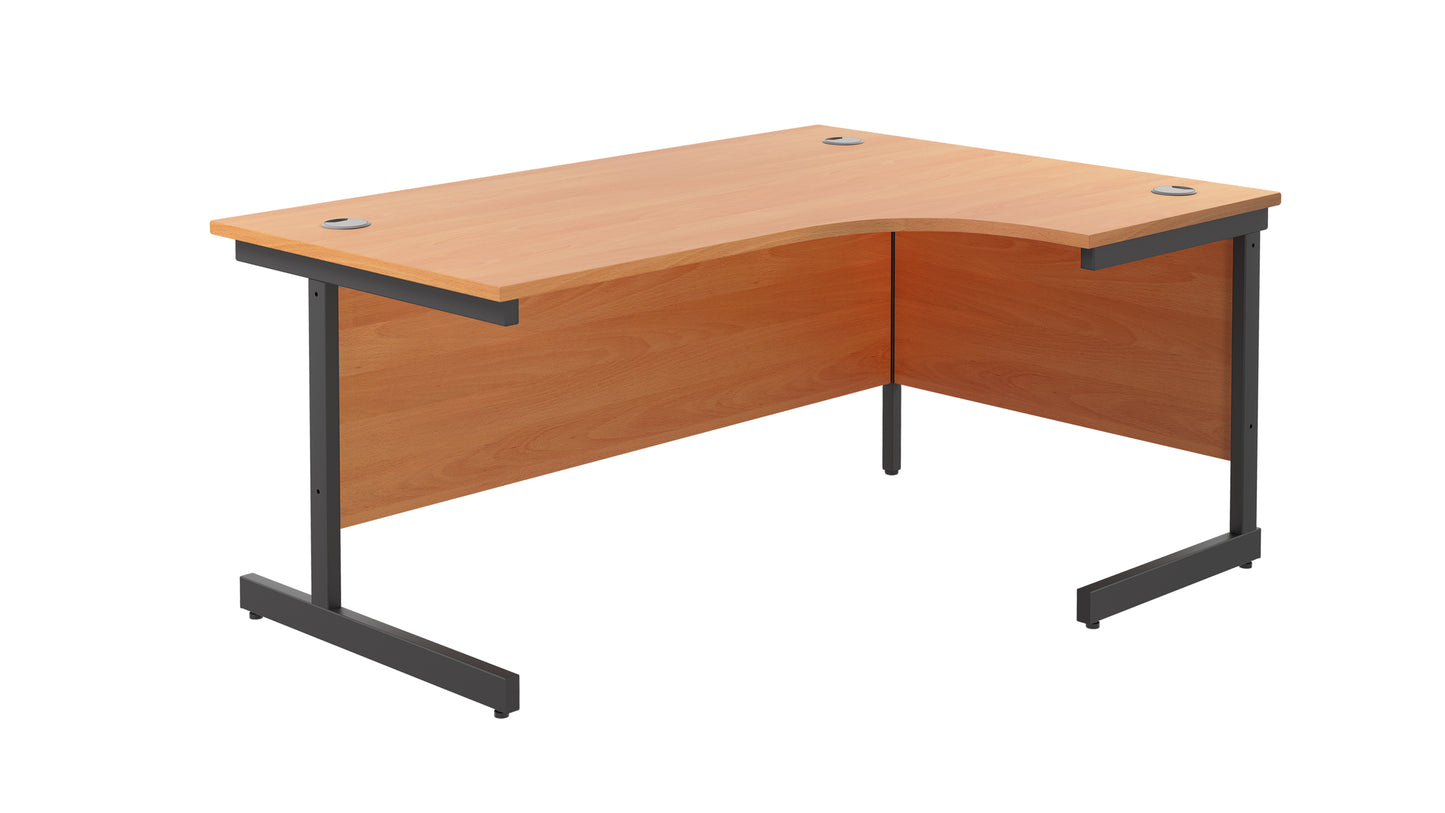 Single Upright Right Hand Radial Desk | 1600X1200 | Beech/Black