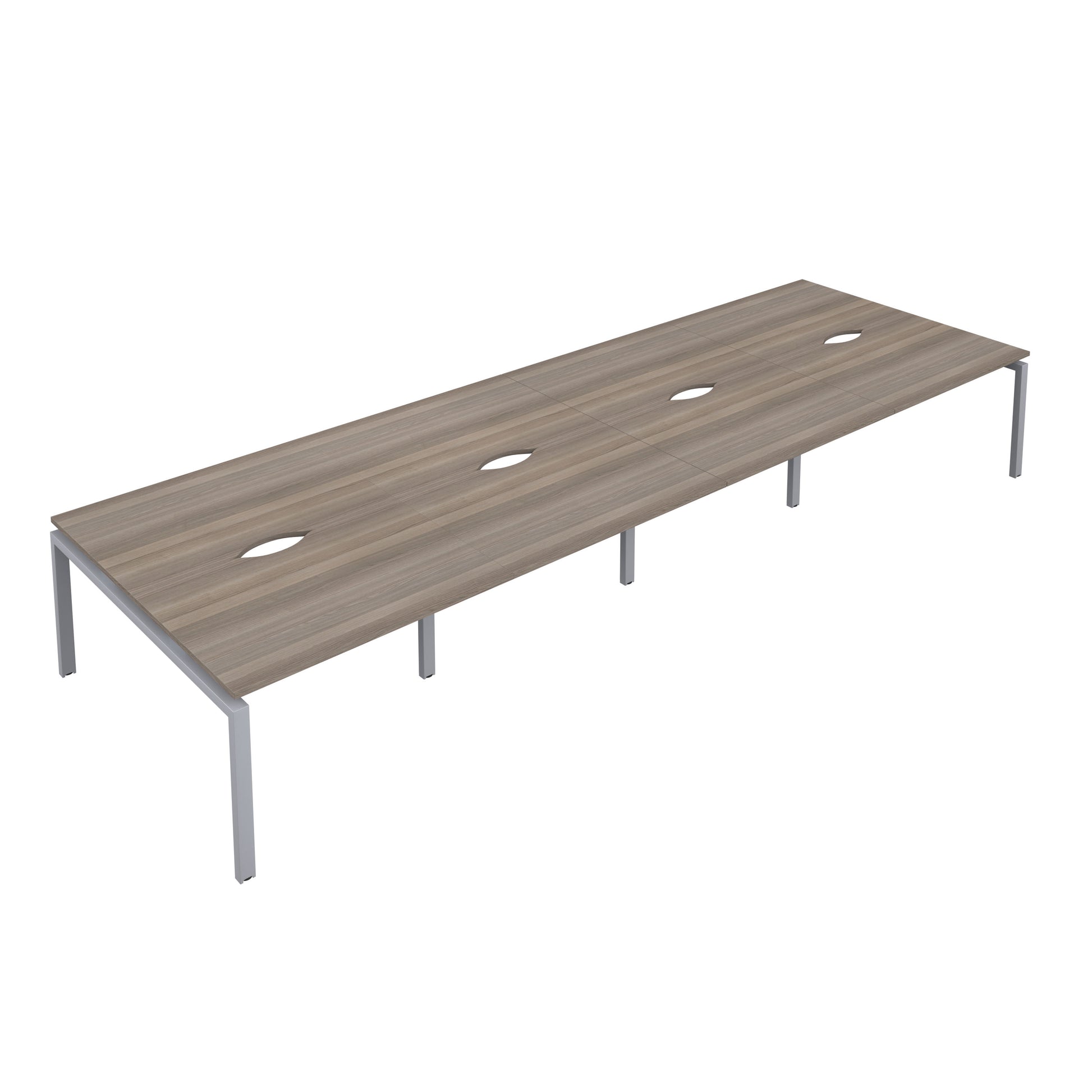 Telescopic Sliding Bench with Cut Out: 8 Person | 1200 X 800 | Grey Oak/Silver