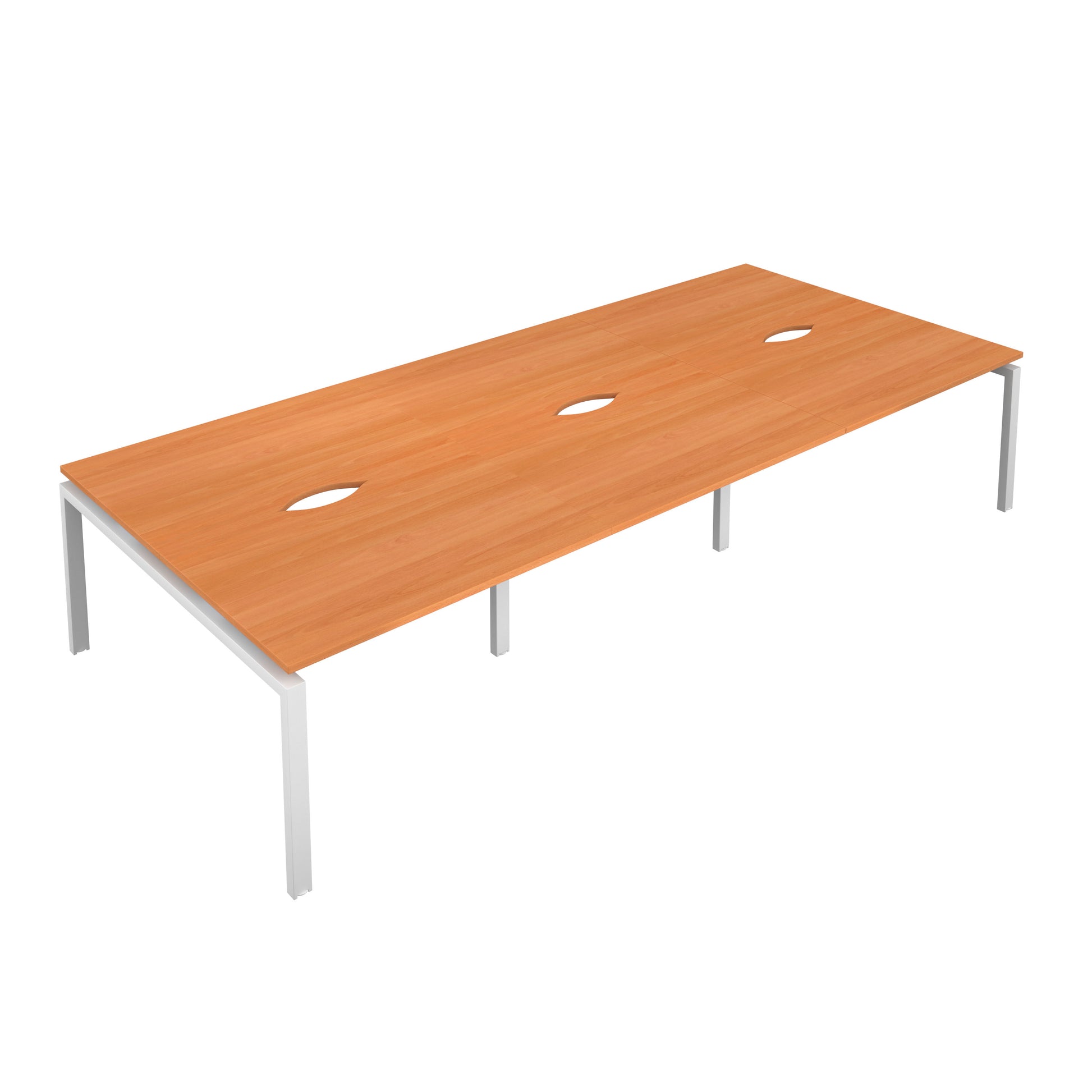 Telescopic Bench with Cut Out: 6 Person | 1200 X 800 | Beech/White