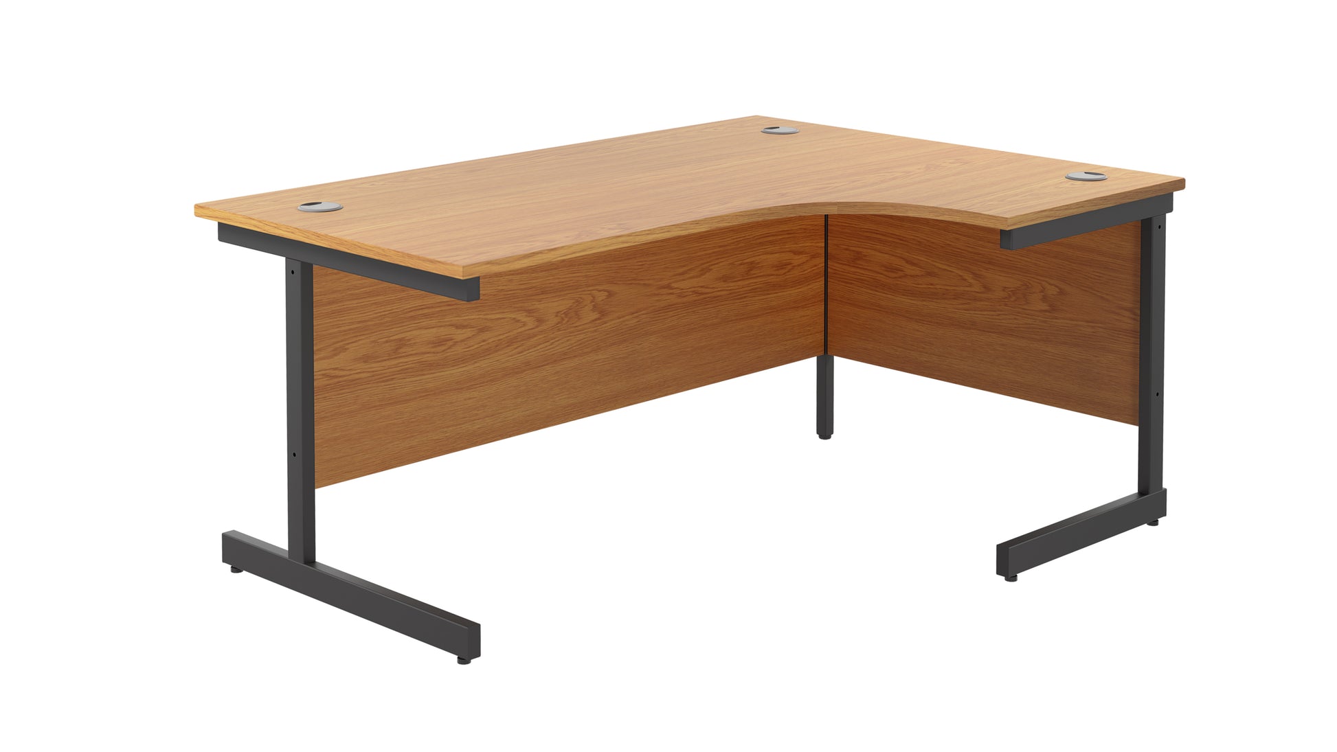 Single Upright Right Hand Radial Desk | 1600X1200 | Nova Oak/Black