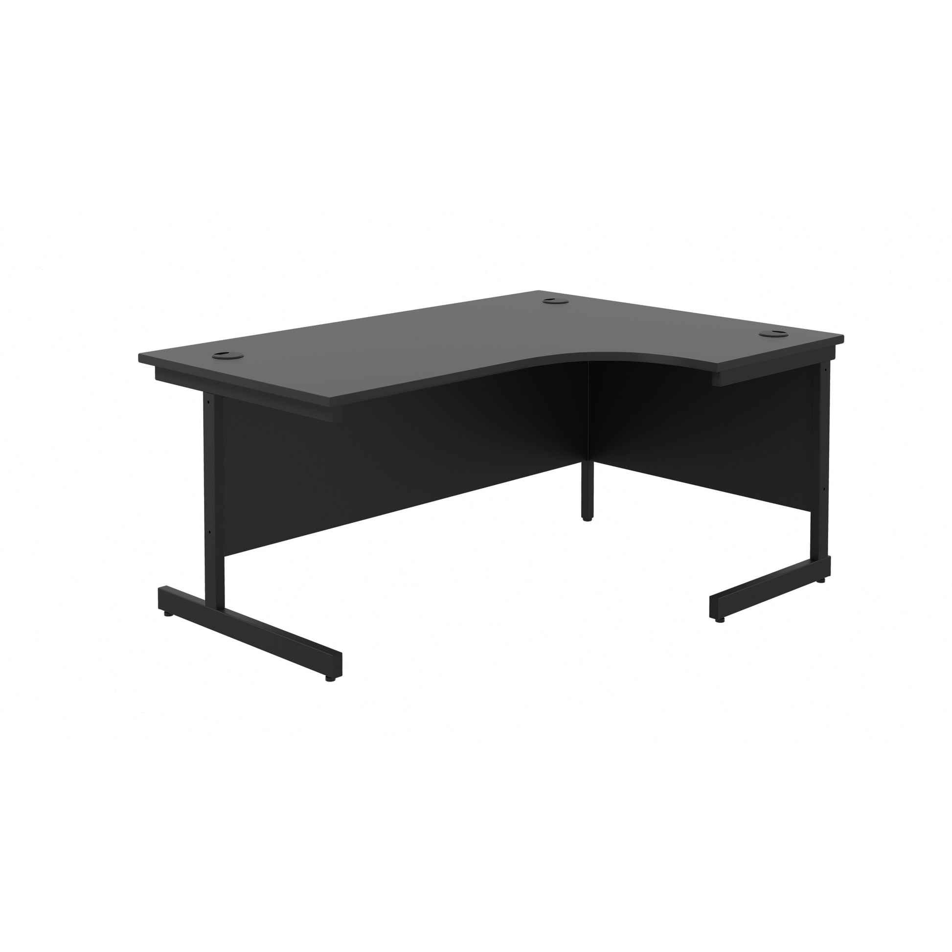 Single Upright Right Hand Radial Desk | 1600X1200 | Black/Black