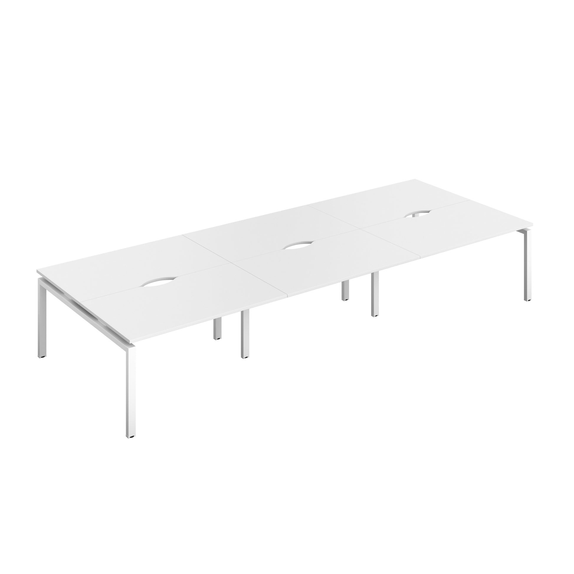 Telescopic Bench with Cut Out: 6 Person | 1400 X 600 | White/White