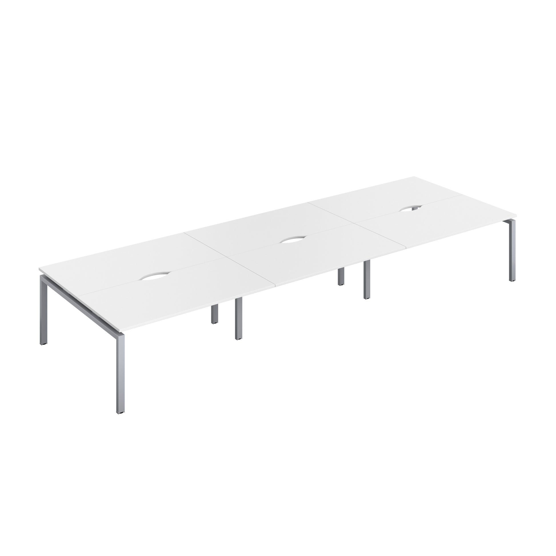 Telescopic Bench with Cut Out: 6 Person | 1600 X 800 | White/Silver