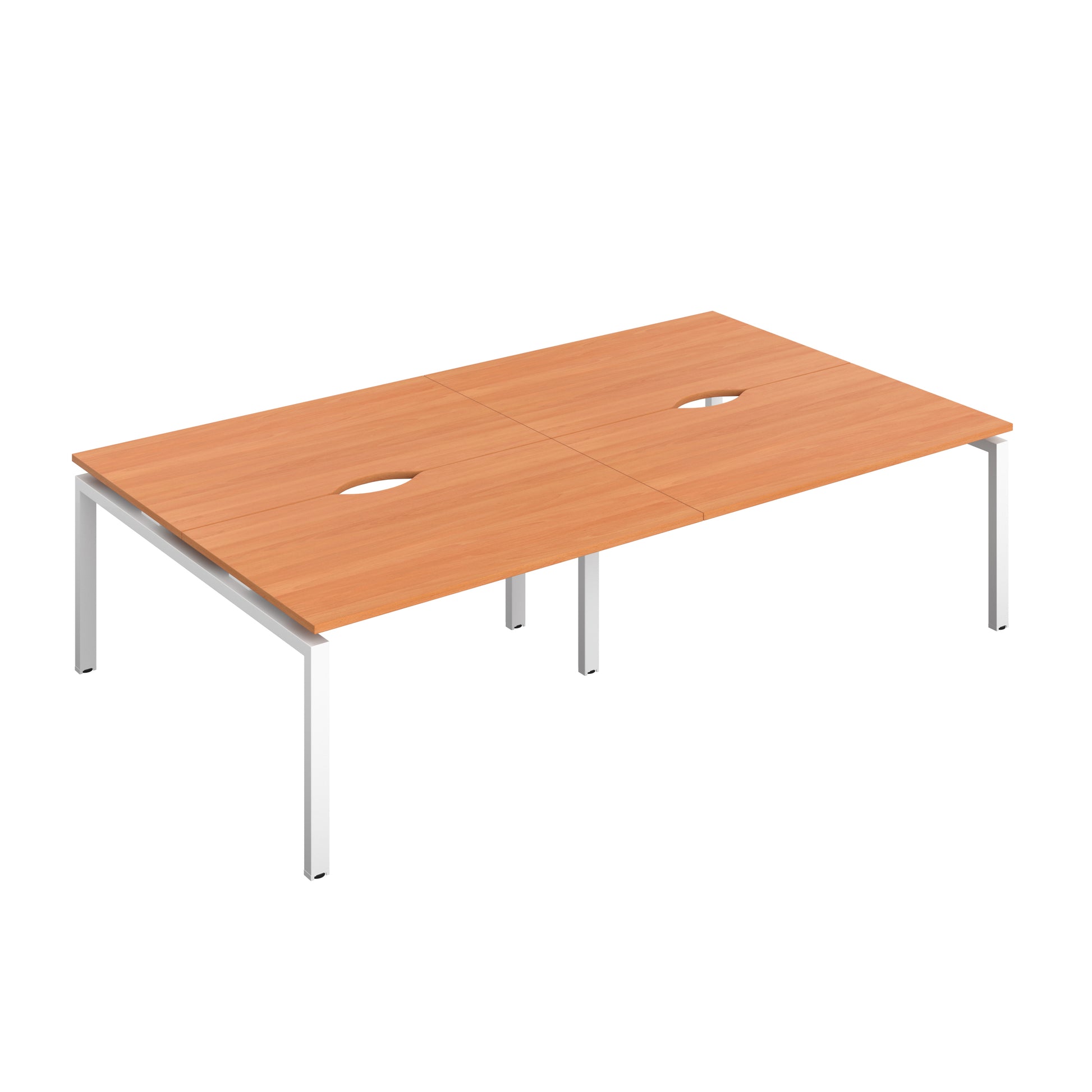 Telescopic Sliding Bench with Cut Out: 4 Person | 1400 X 600 | Beech/White