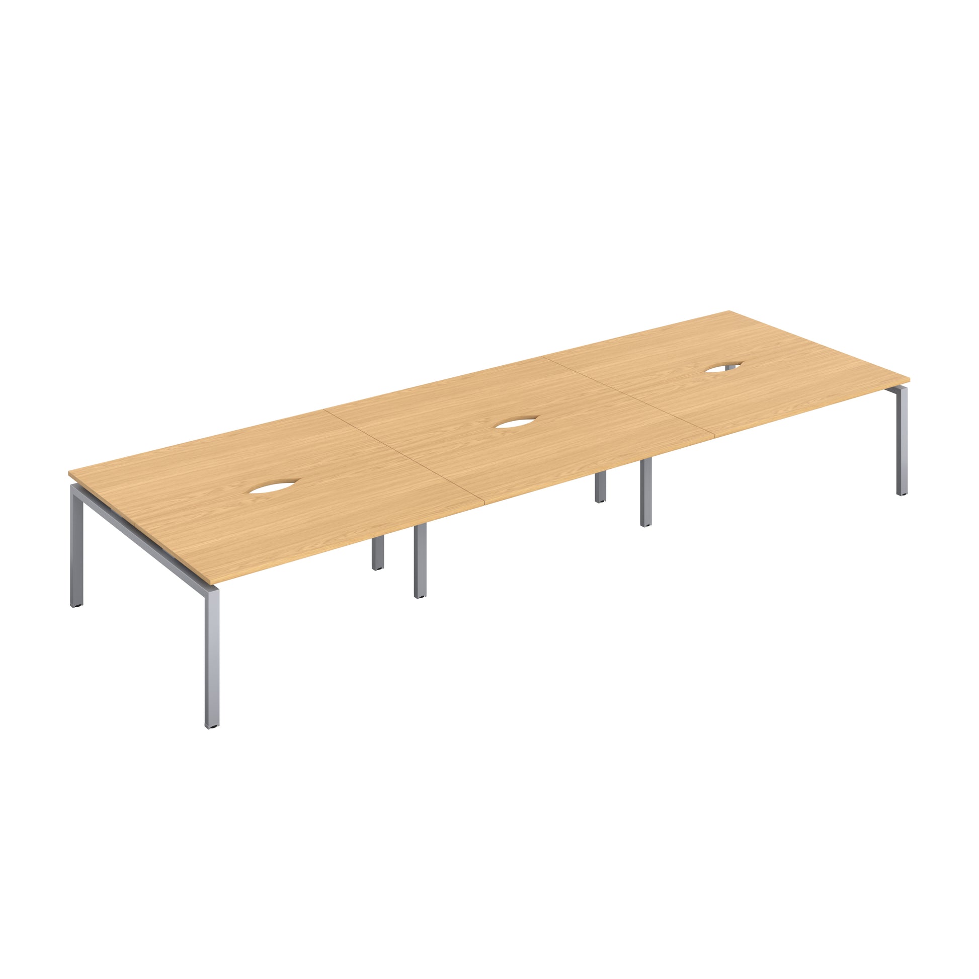 Telescopic Bench with Cut Out: 6 Person | 1600 X 600 | Nova Oak/Silver
