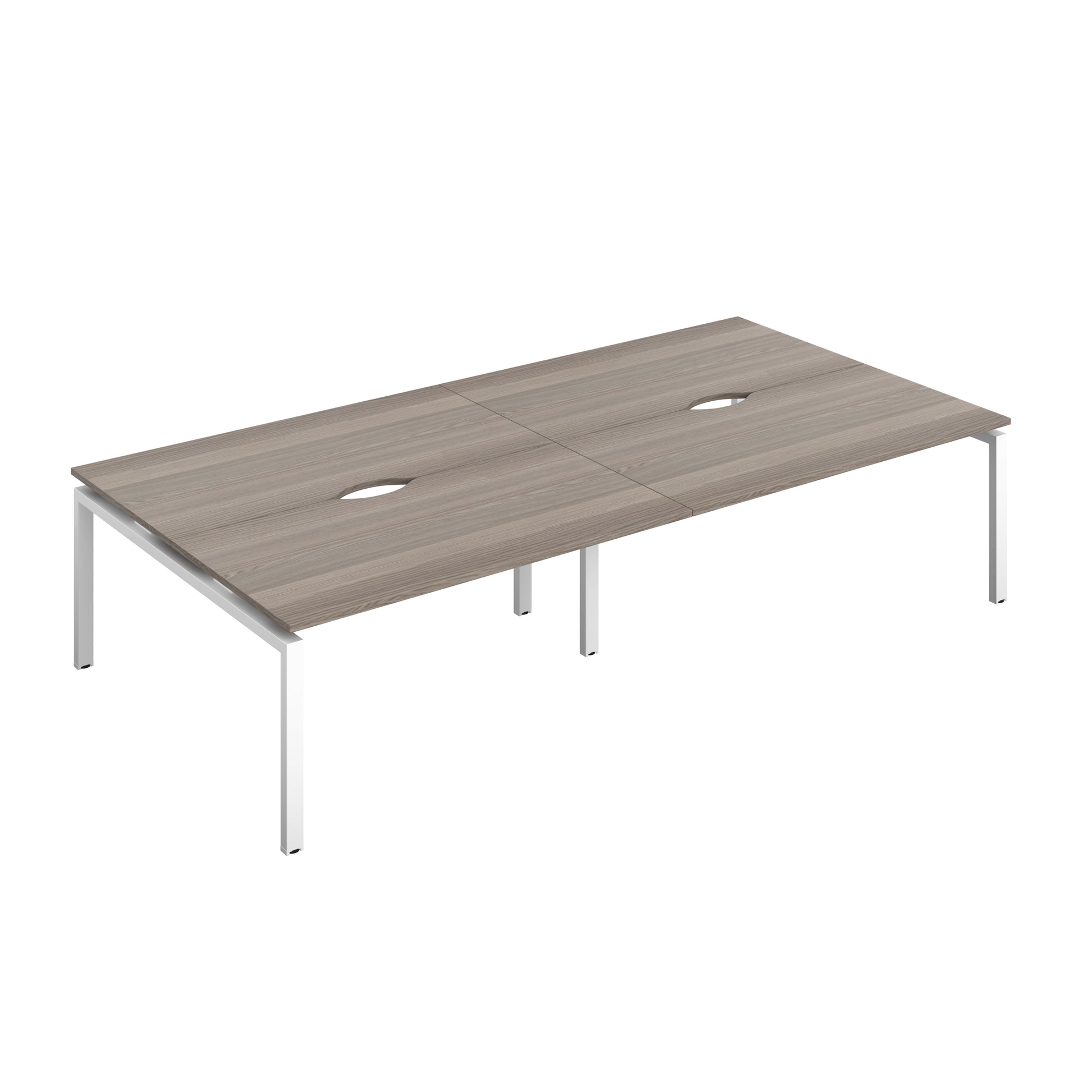 Telescopic Sliding Bench with Cut Out: 4 Person | 1600 X 800 | Grey Oak/White