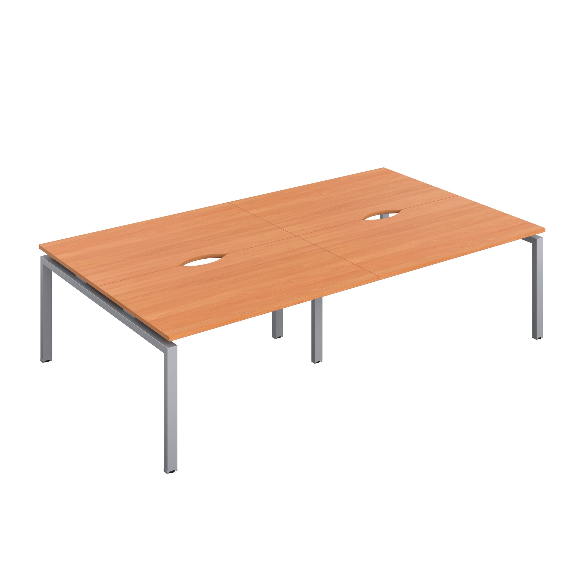 Telescopic Sliding Bench with Cut Out: 4 Person | 1400 X 800 | Beech/Silver