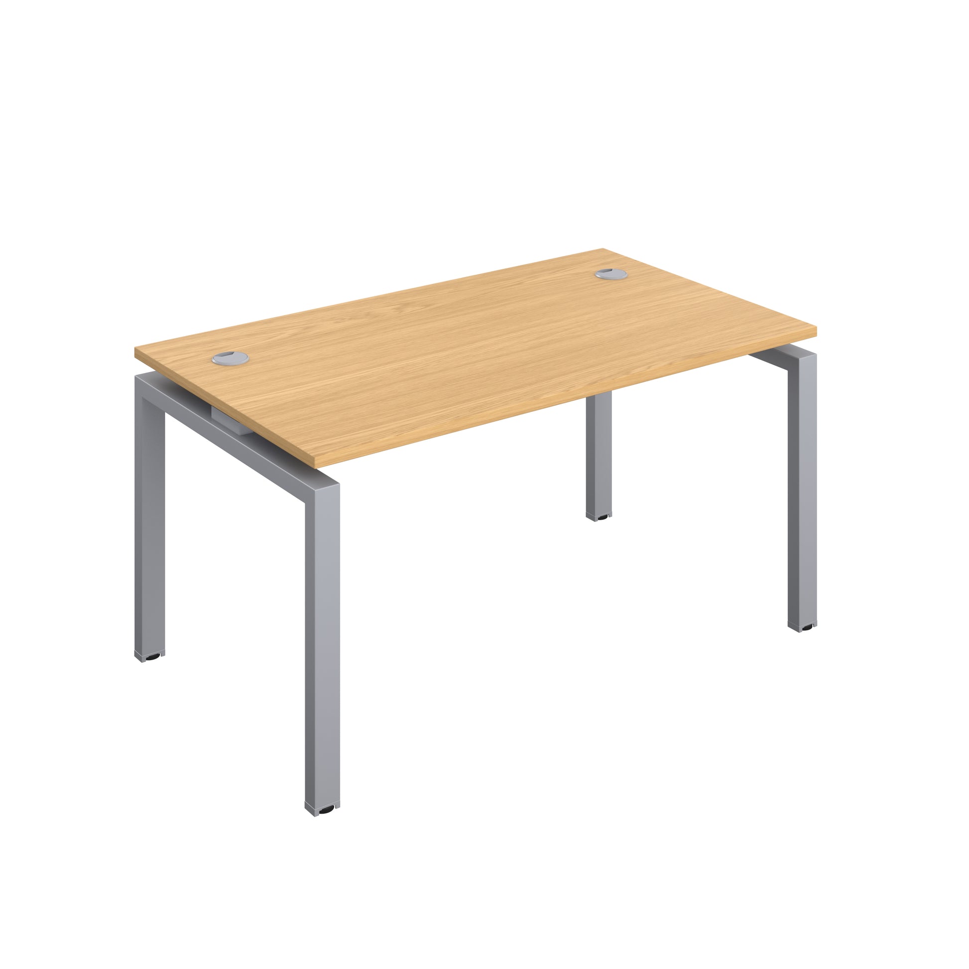 Telescopic Bench with Cable Ports: 1 Person | 1400 X 800 | Nova Oak/Silver