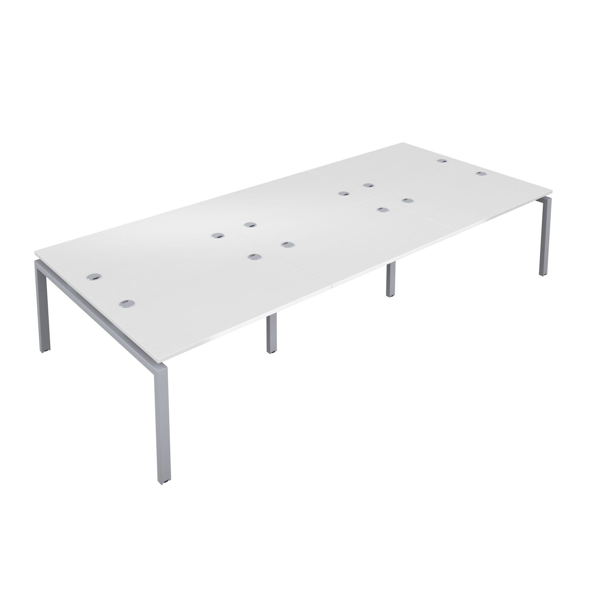 Telescopic Sliding Bench with Cable Ports: 6 Person | 1600 X 800 | White/Silver