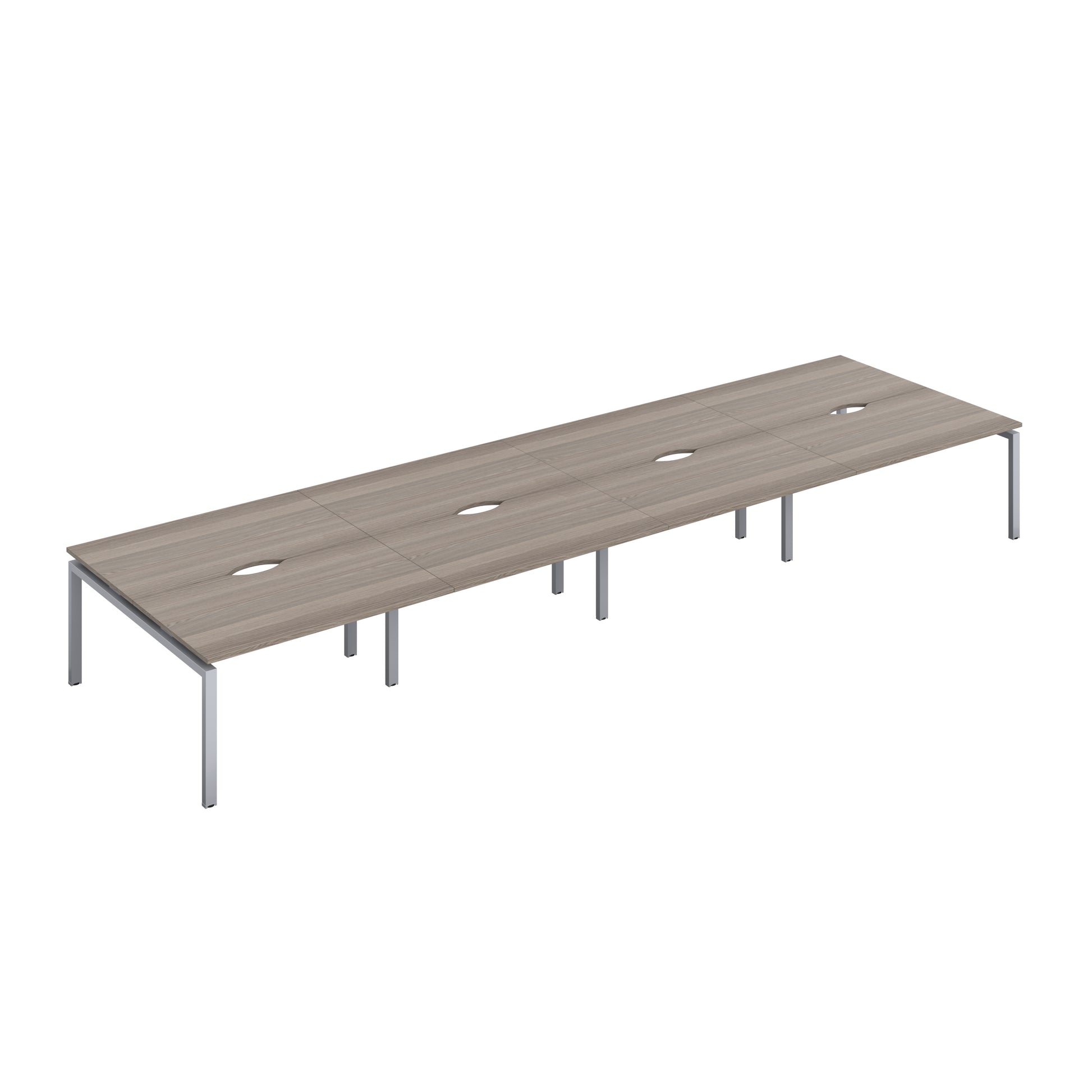 Telescopic Sliding Bench with Cut Out: 8 Person | 1400 X 600 | Grey Oak/Silver