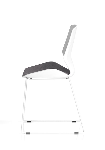 Florence Sled White Frame Fabric Seat Visitor Chair