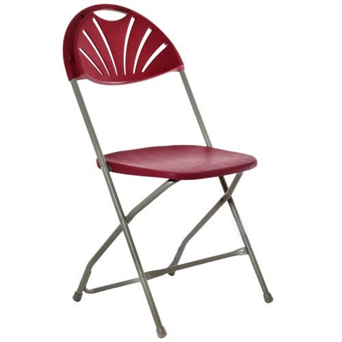 burgundy linking fan back folding chair on a white background