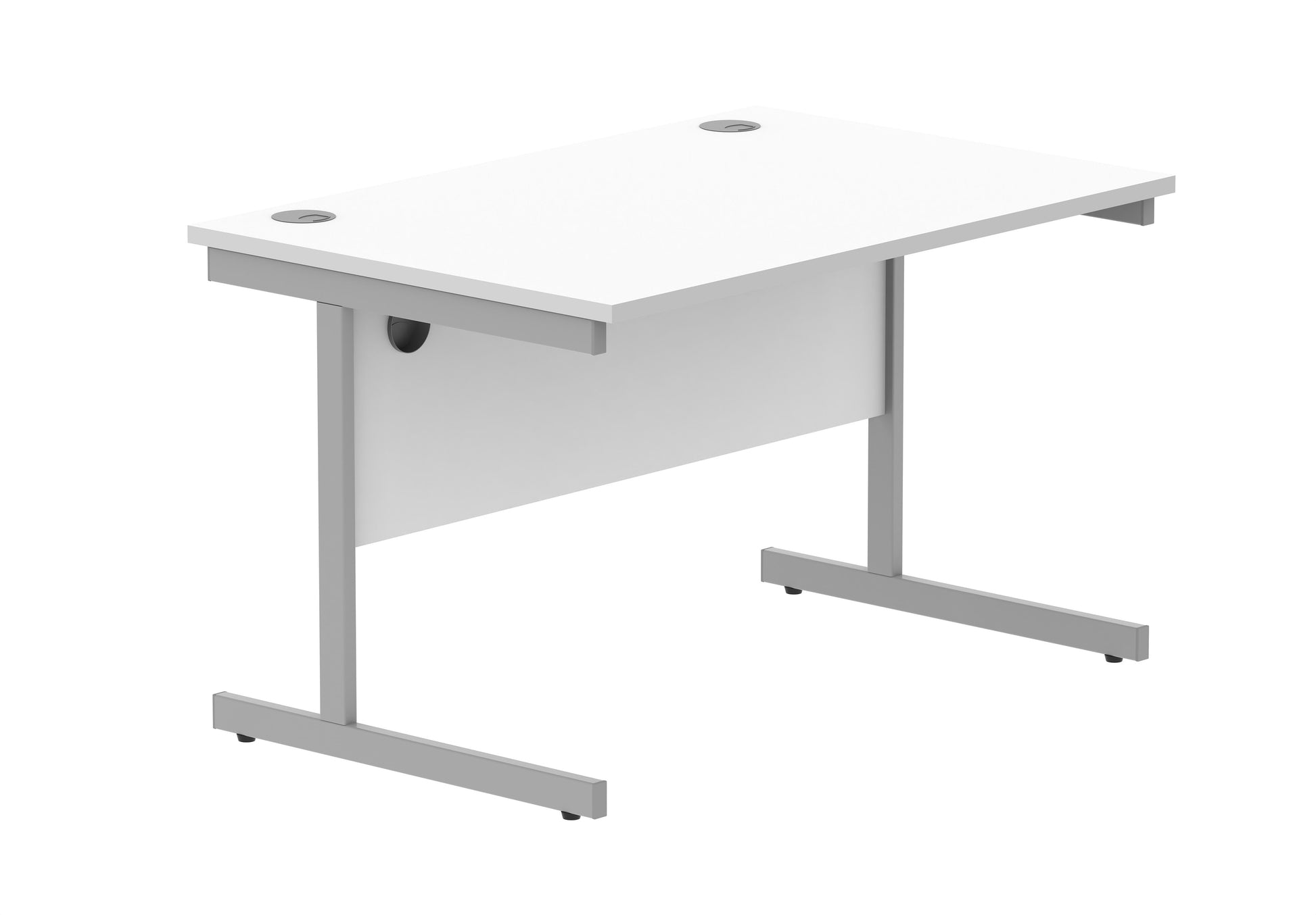 Office Rectangular Desk With Steel Single Upright Cantilever Frame | 1200X800 | Arctic White/White