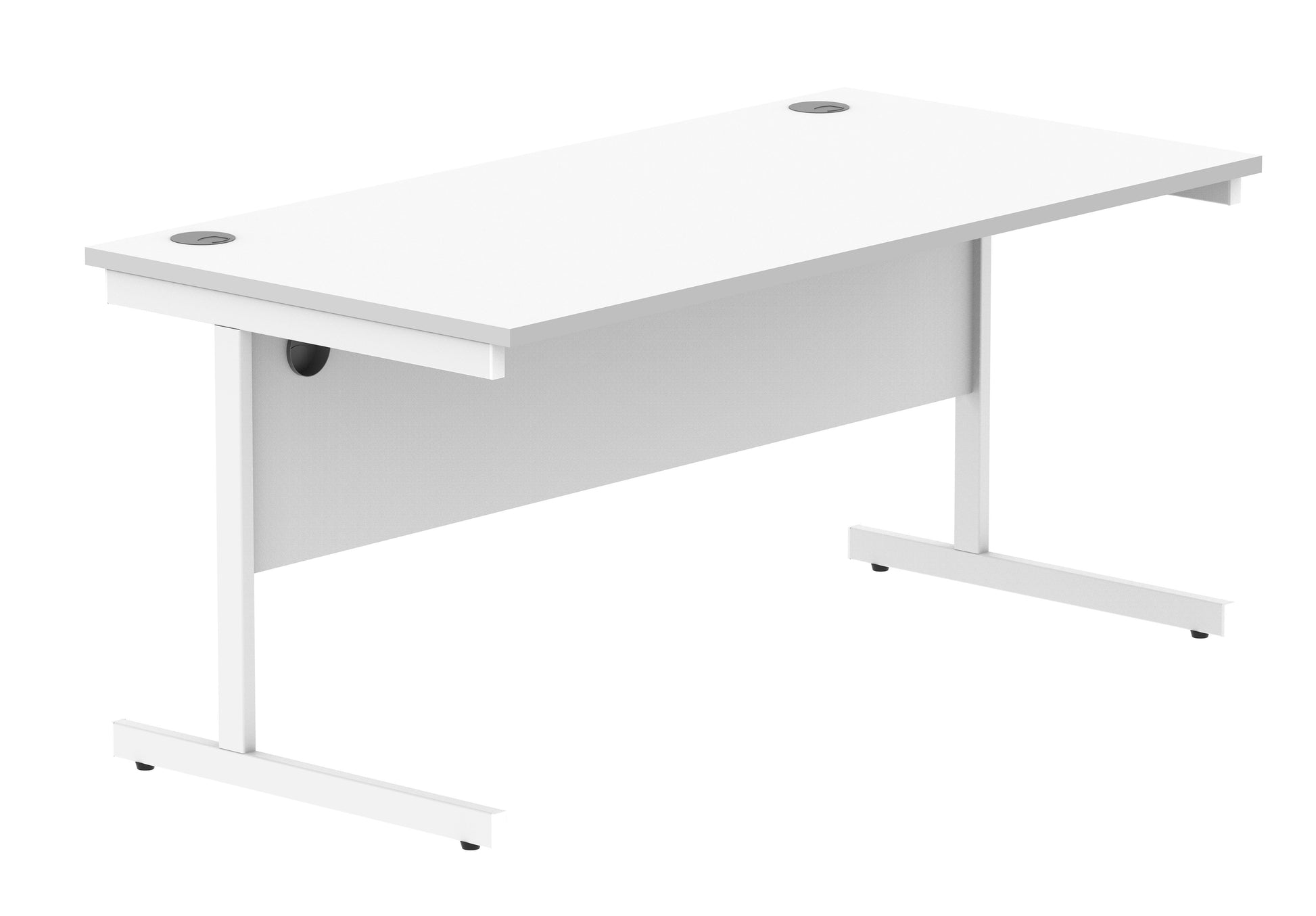 Office Rectangular Desk With Steel Single Upright Cantilever Frame | 1600X800 | Arctic White/White