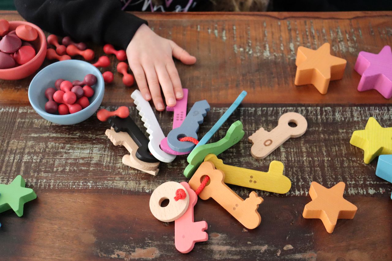 Rainbow Wooden Counting Keys