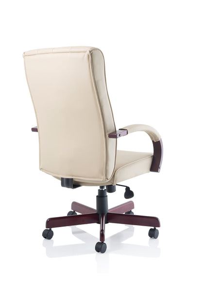 Chesterfield High Back Leather Executive Office Chair with Arms