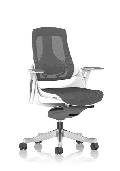 Zure High Back White Shell Mesh Executive Office Chair with Arms