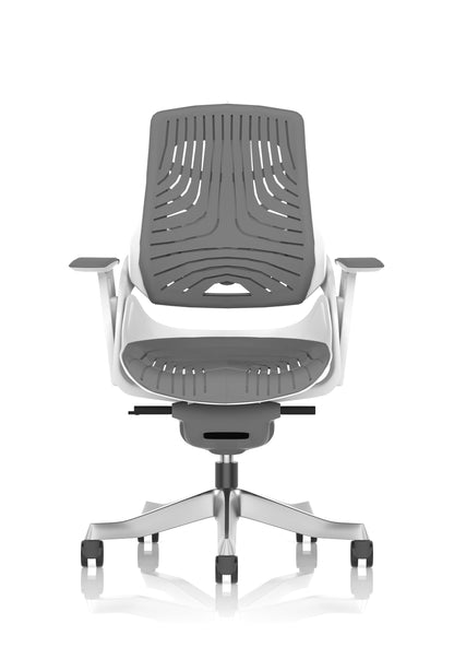 Zure High Back White Shell Elastomer Executive Office Chair with Arms
