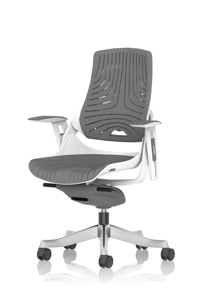 Zure High Back White Shell Elastomer Executive Office Chair with Arms
