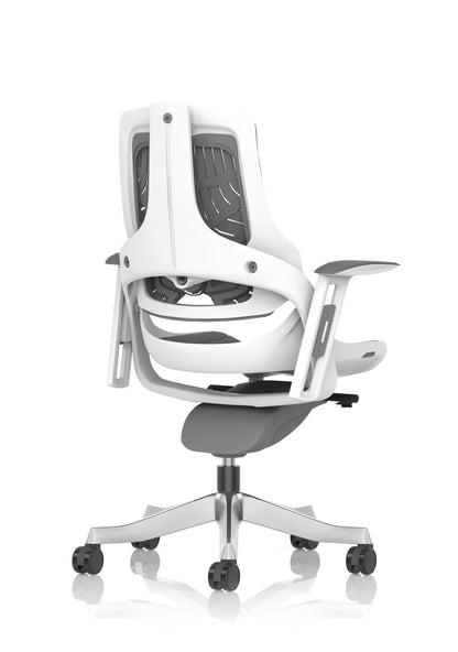 Zure High Back White Shell Elastomer Executive Office Chair with Arms