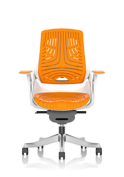 Zure High Back White Shell Elastomer Executive Office Chair with Arms