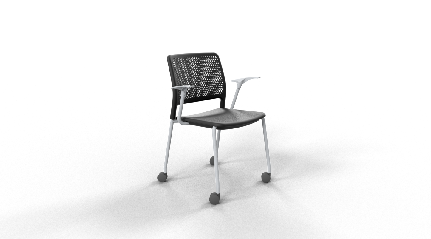Grafton stacking chair - four legs on castors with arms