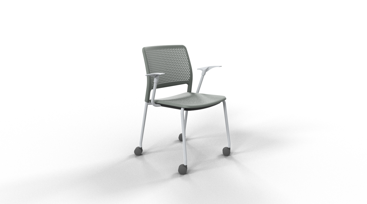 Grafton stacking chair - four legs on castors with arms