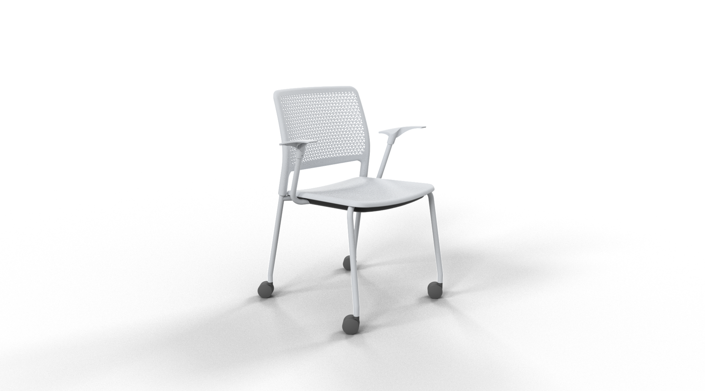 Grafton stacking chair - four legs on castors with arms