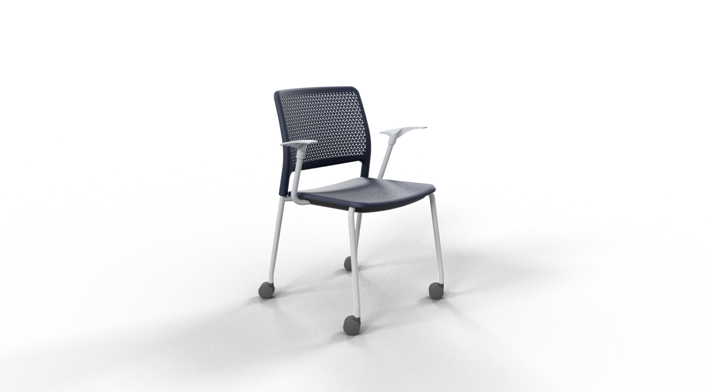 Grafton stacking chair - four legs on castors with arms