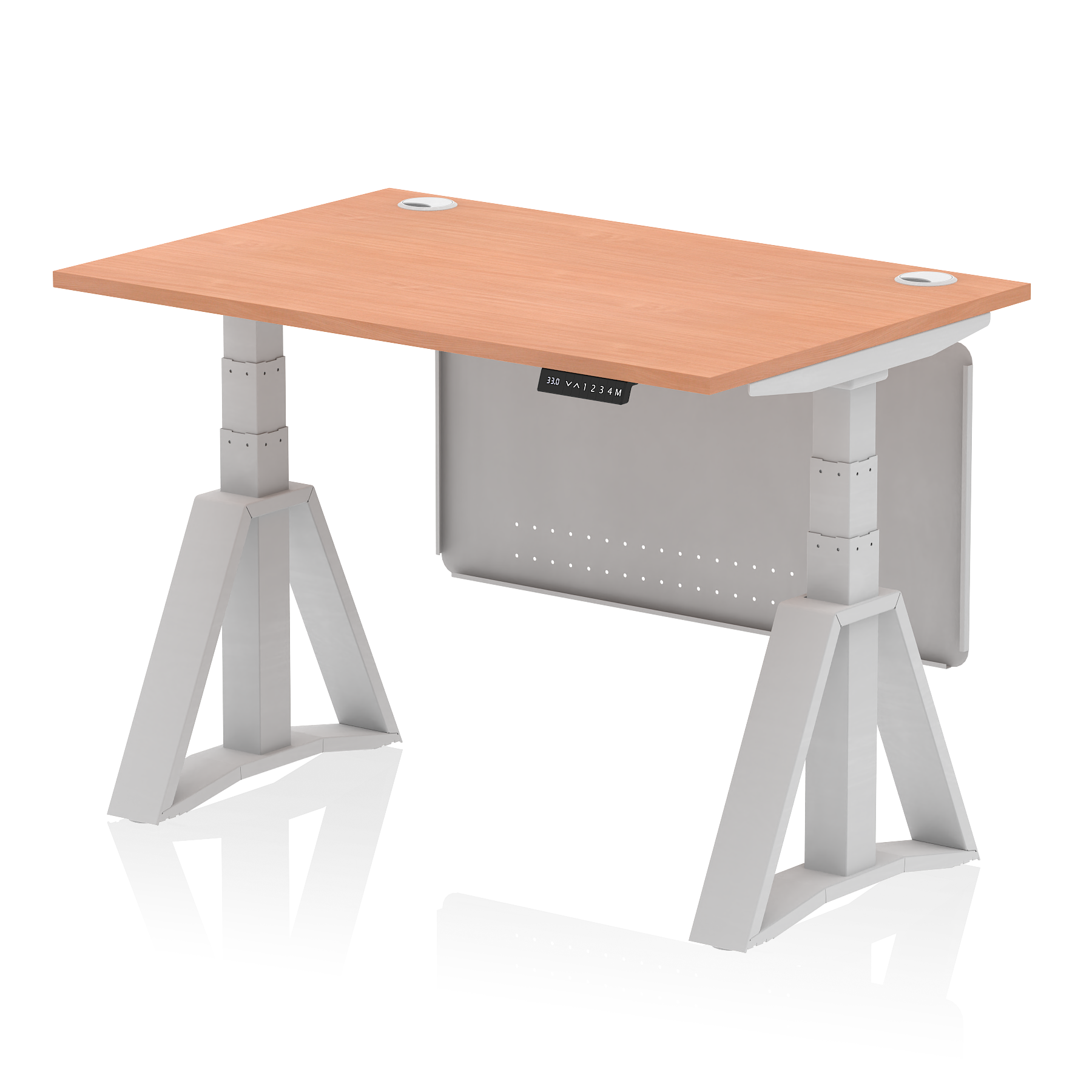 Modesty Fox Air Height Adjustable Desk With Cable Ports With Steel Modesty Panel W ...