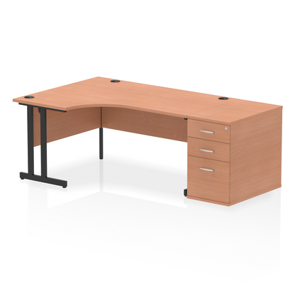 Impulse 1600mm Cantilever Left Crescent Desk Workstation