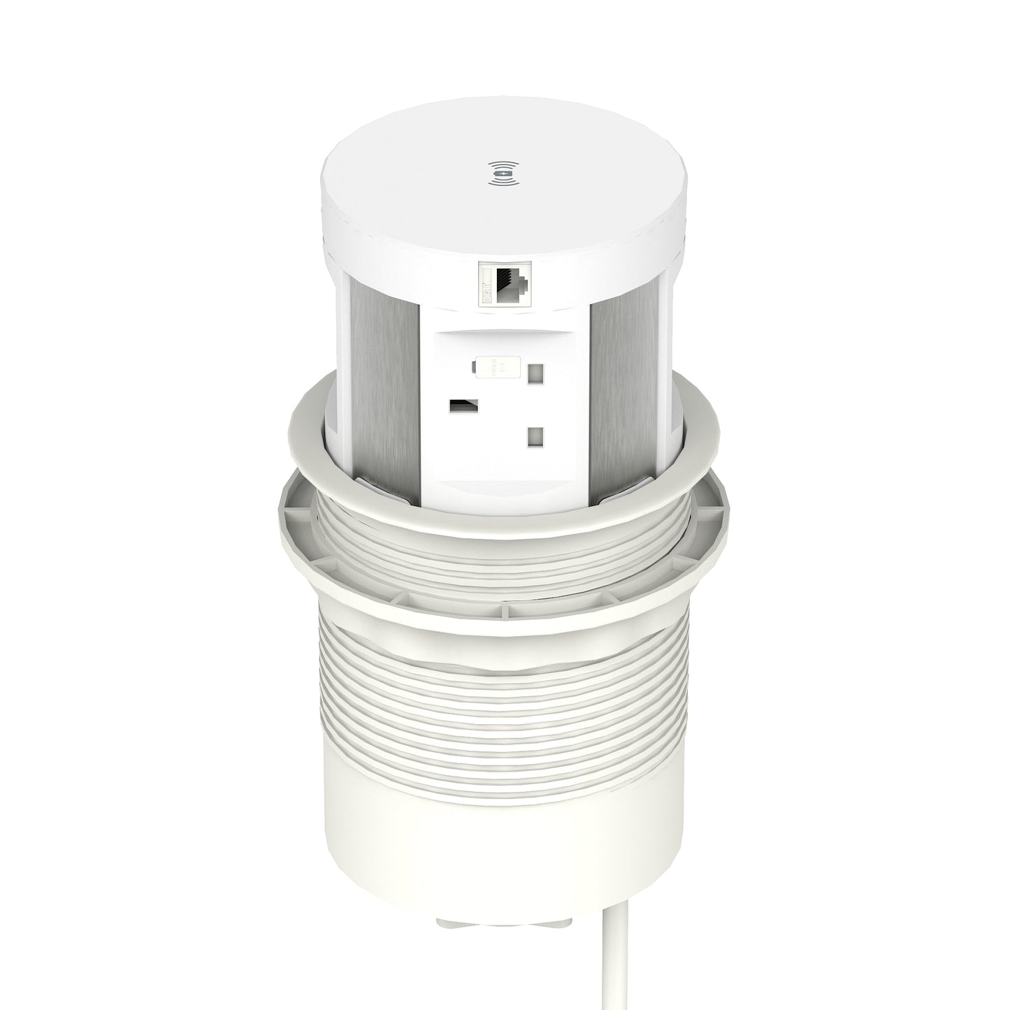 Impulse Round Pop Up Power Unit 4x Socket Module with Wireless Charger