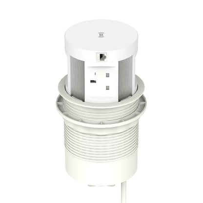 Impulse Round Pop Up Power Unit 4x Socket Module with Wireless Charger