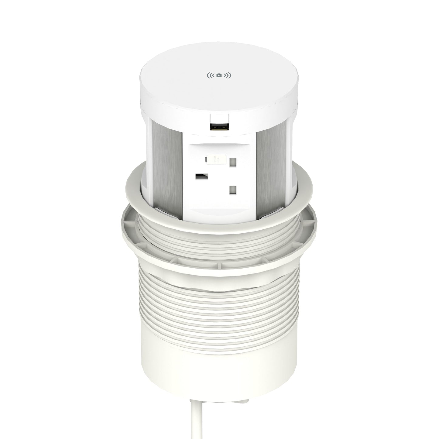 Impulse Round Pop Up Power Unit 4x Socket Module with Wireless Charger