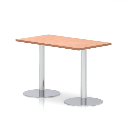 Italia Slimline Rectangular Poseur Table Silver Leg